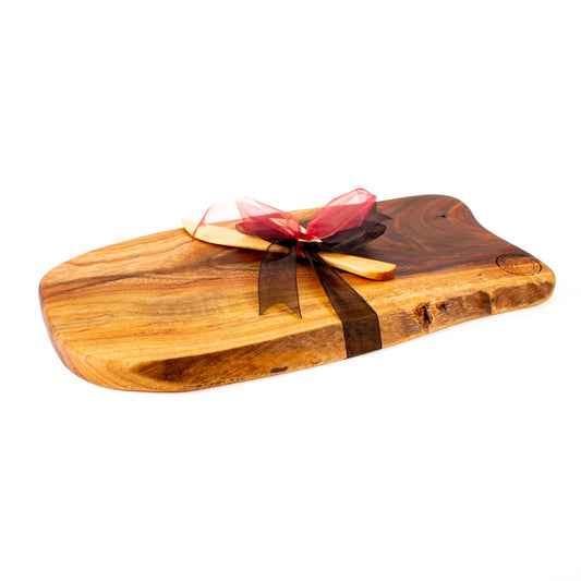 Camphor Wood Rustic Natural Edge Board and Knife Set 746