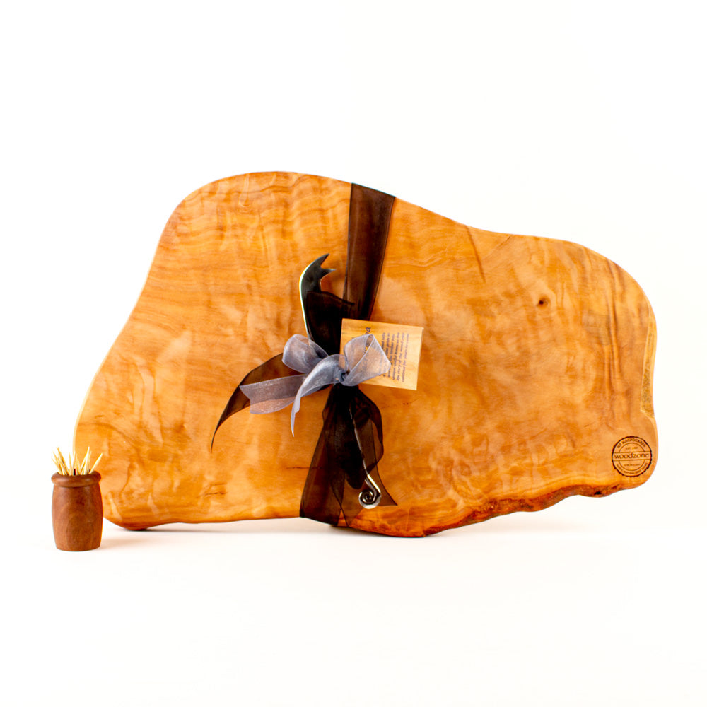 Macrocarpa Rustic Natural Edge Board And Knife Set Woodzone Nz Made Woodware And Ts