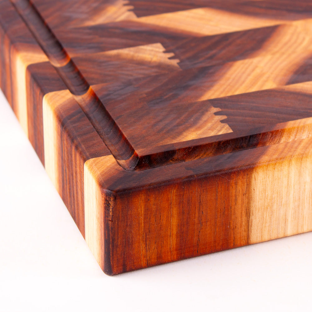 End Grain Chopping Board with Juice Groove, Large 450x300x50, NZ Blackwood