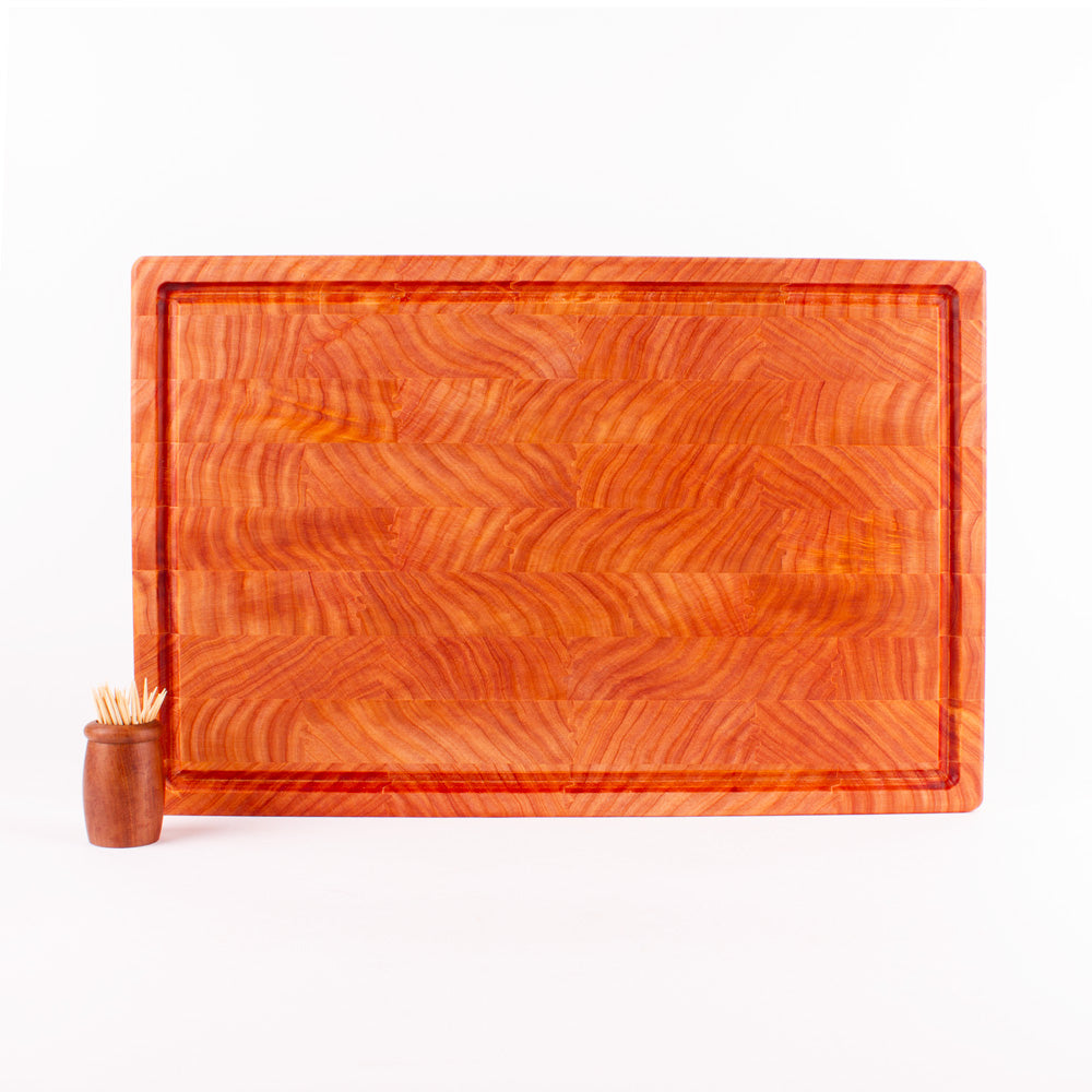End Grain Chopping Board with Juice Groove, Large, 450x300x50 Macrocarpa