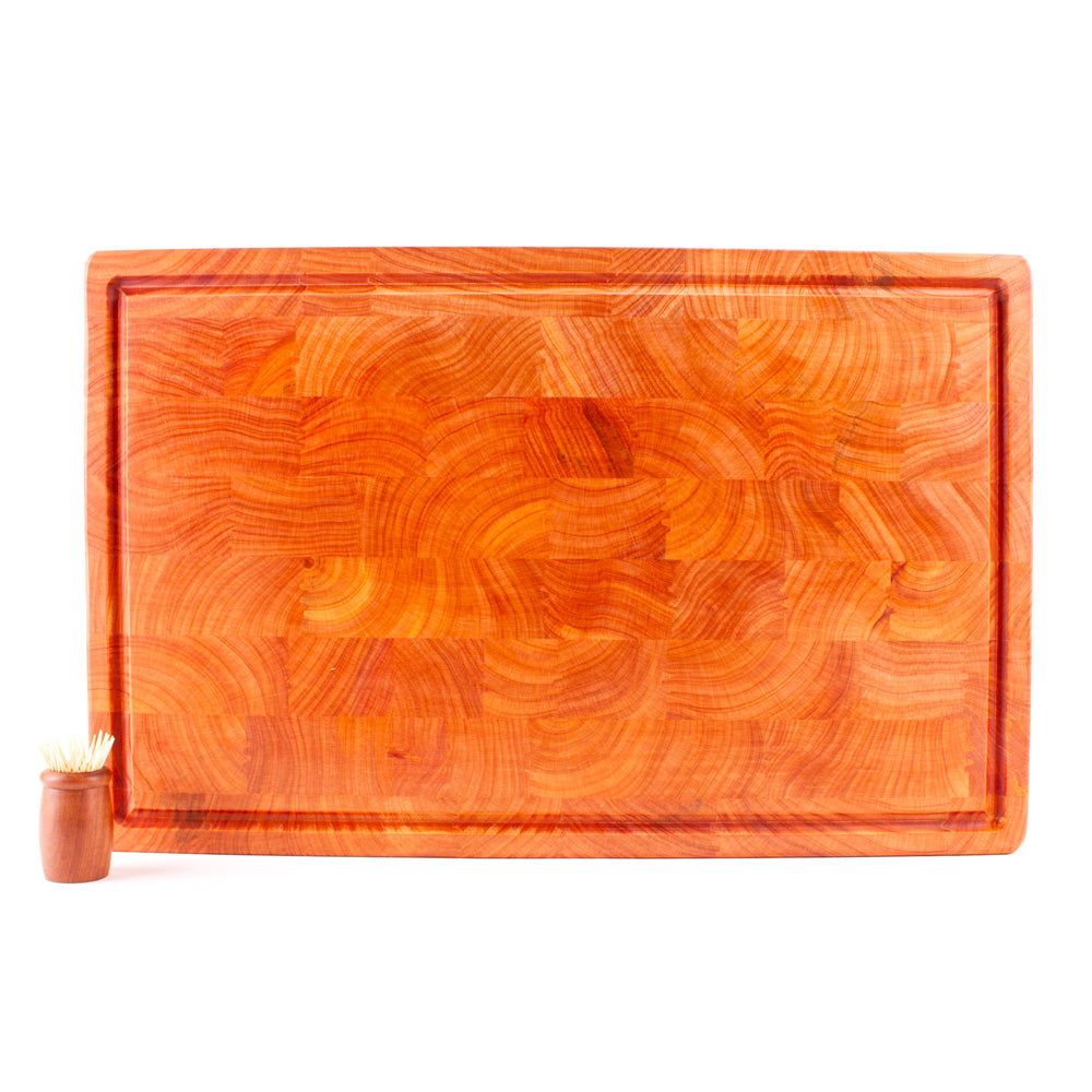 End Grain Chopping Board with Juice Groove, Extra Large, 550x350x60 Macrocarpa