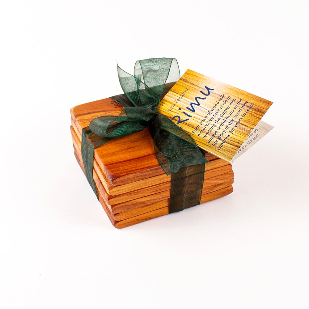 Square Coaster Sets, Heart Rimu
