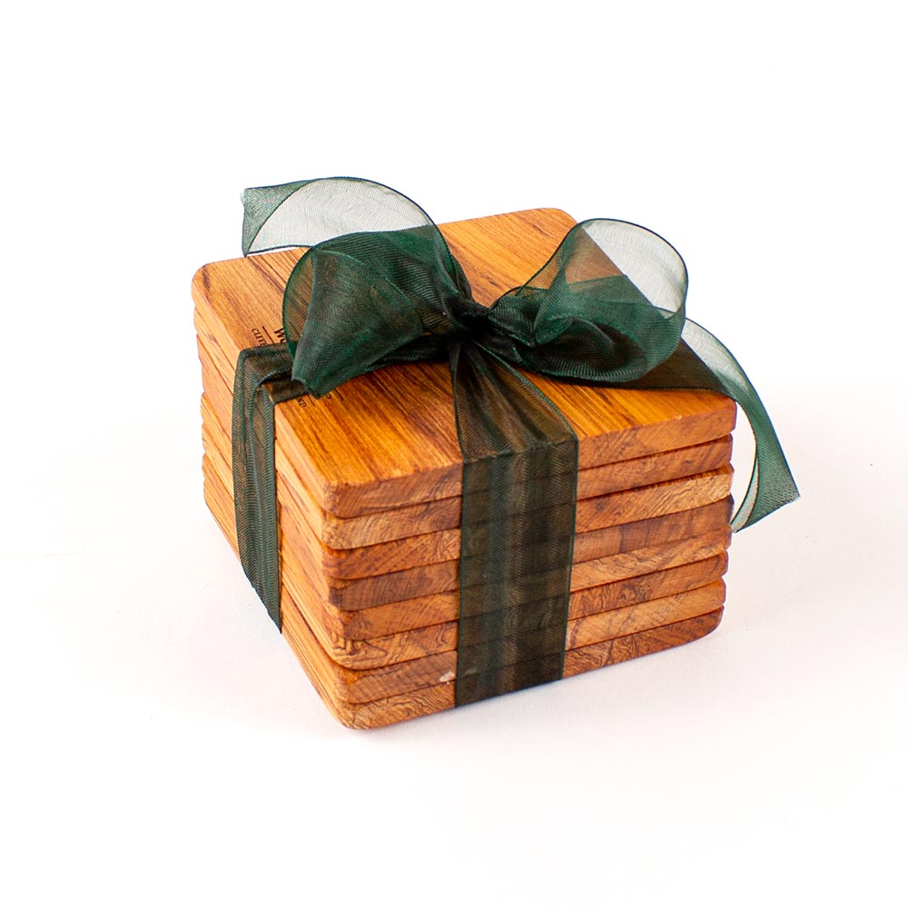 Square Coaster Sets, Heart Rimu