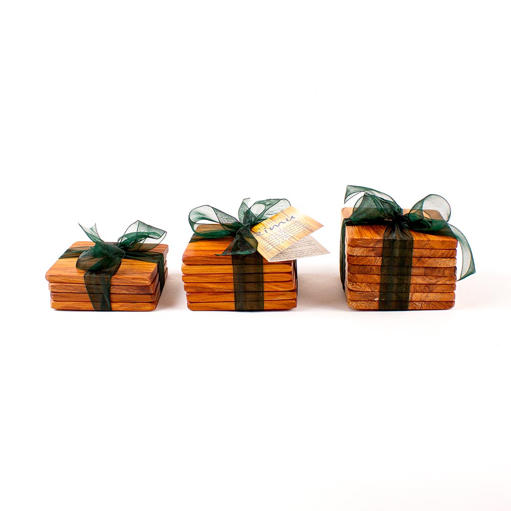 Square Coaster Sets, Heart Rimu