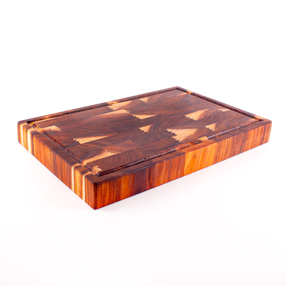 End Grain Chopping Board with Juice Groove, Large 450x300x50, NZ Blackwood