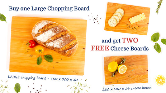 Large Chopping Board with TWO FREE Cheese Boards