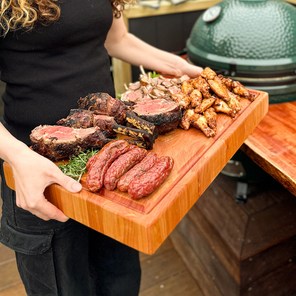 End Grain Chopping Board with Juice Groove, Macrocarpa