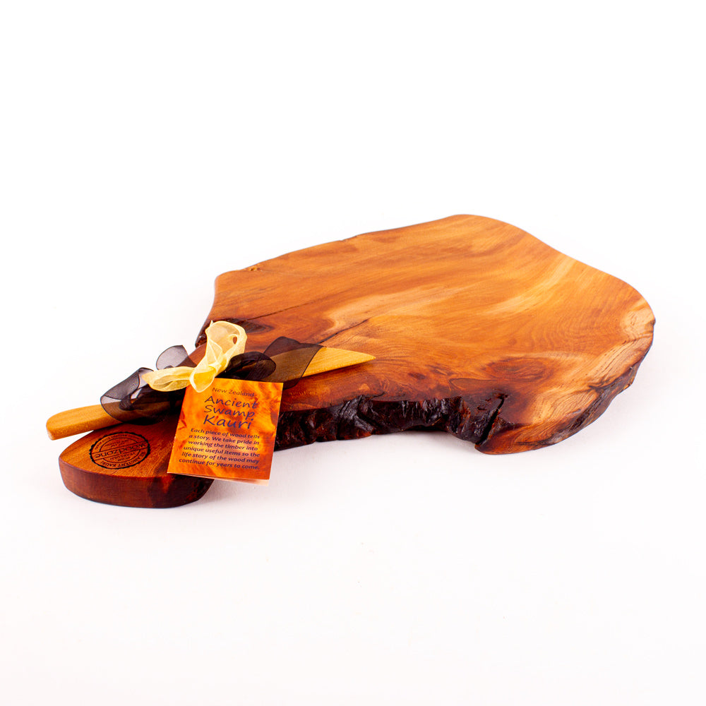 Ancient Kauri Rustic Natural Edge Board and Knife Set 1197