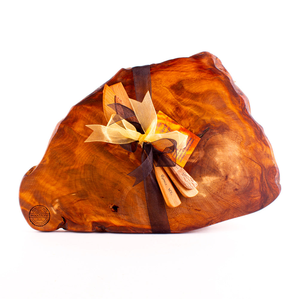 Ancient Kauri Rustic Natural Edge Board and Knife Set 1224