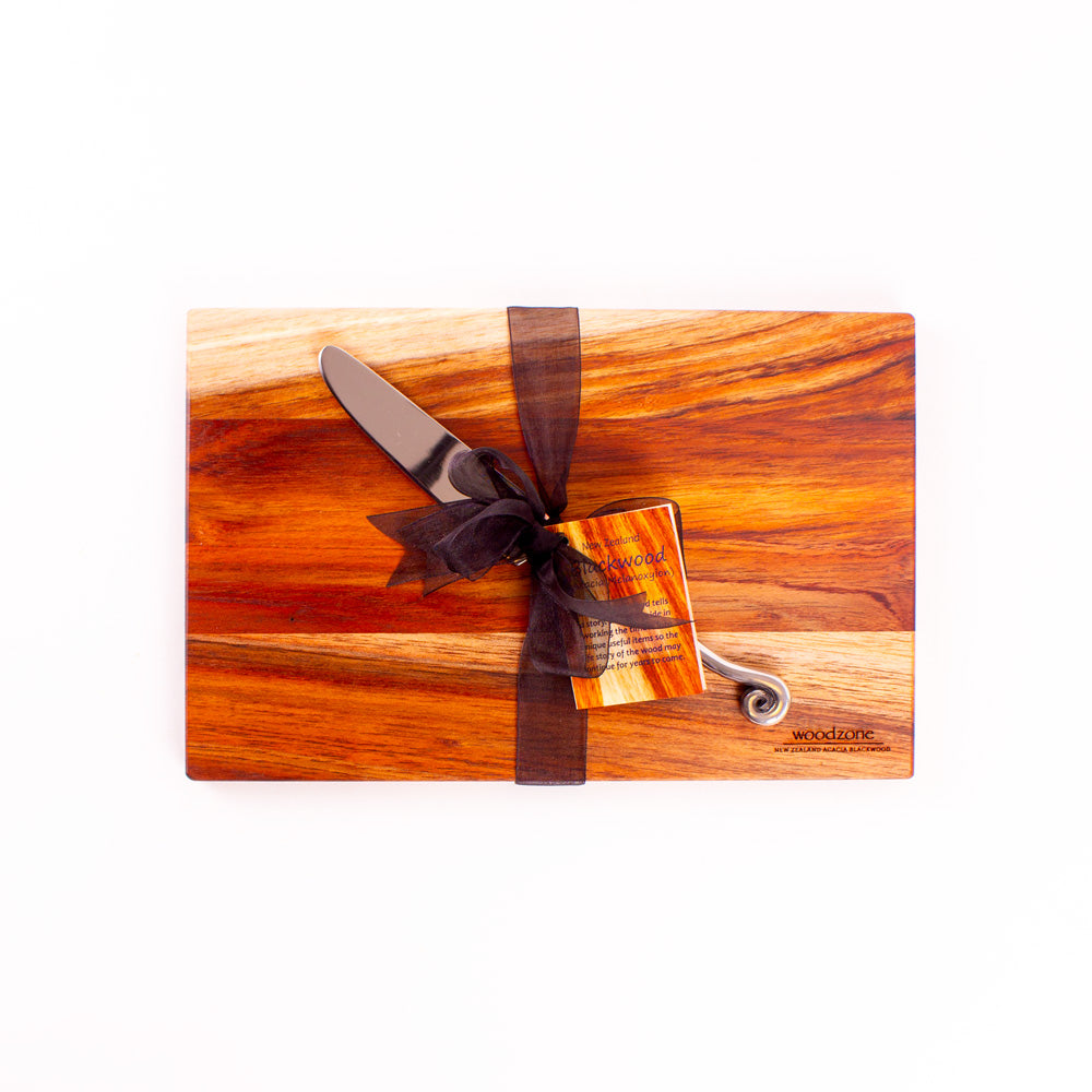 The Great NZ Cheese Board 280x180 with Metal Knife - Blackwood