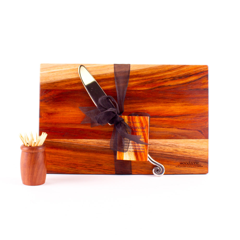 The Great NZ Cheese Board 280x180 with Metal Knife - Blackwood