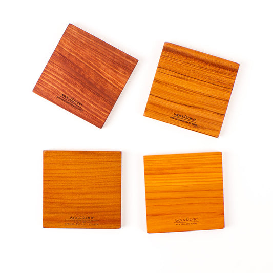 Square Coaster Set, Mixed Native Timbers