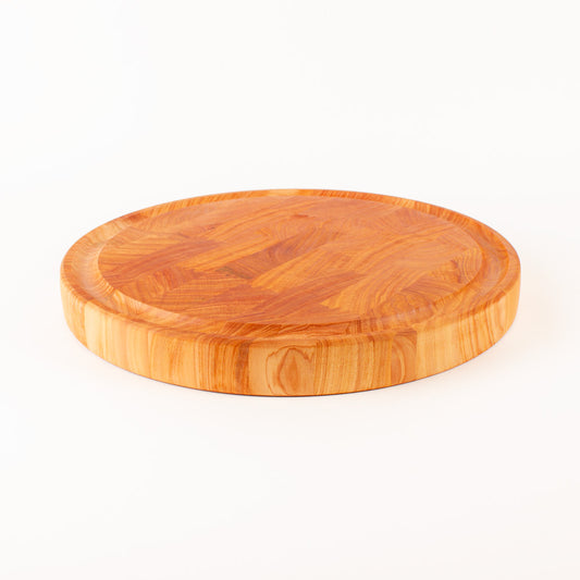 End Grain Chopping Board, Round with Juice Groove, Macrocarpa