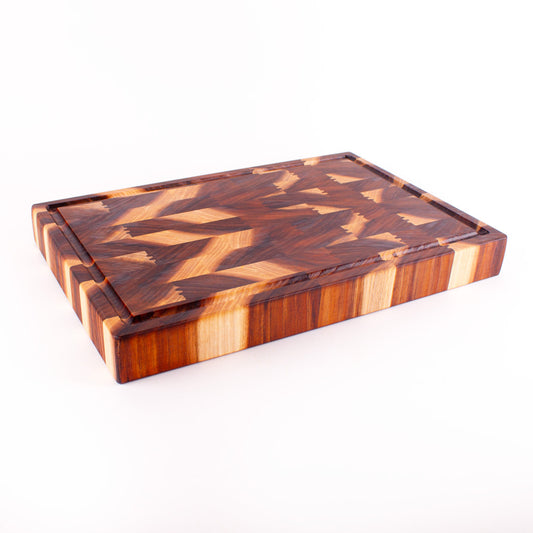 End Grain Chopping Board with Juice Groove, Large 450x300x50, NZ Blackwood