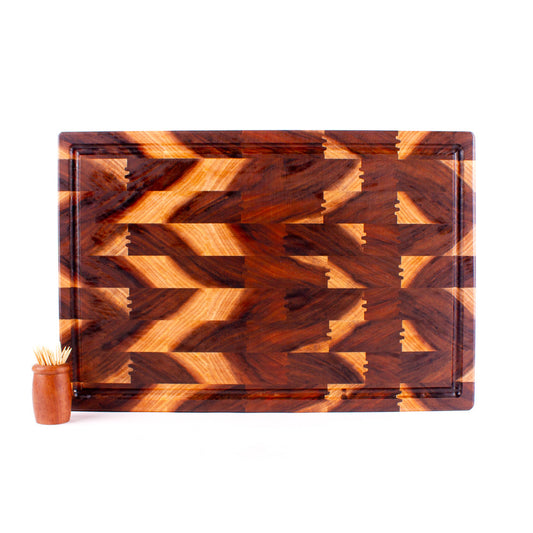 End Grain Chopping Board with Juice Groove, Large 450x300x50, NZ Blackwood