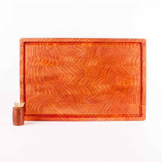 End Grain Chopping Board with Juice Groove, Large, 450x300x50 Macrocarpa