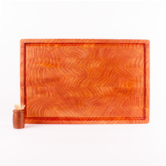 End Grain Chopping Board with Juice Groove, Large, 450x300x50 Macrocarpa