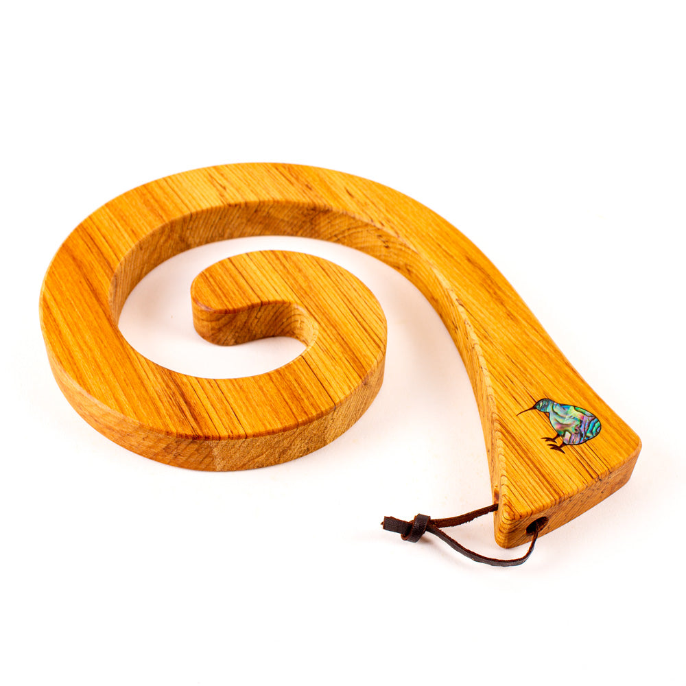 Single Spiral Table Mat with Paua | Woodzone NZ Made Woodware & Gifts
